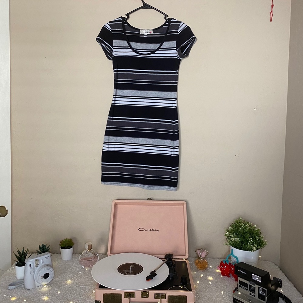 Black and Gray Striped Dress